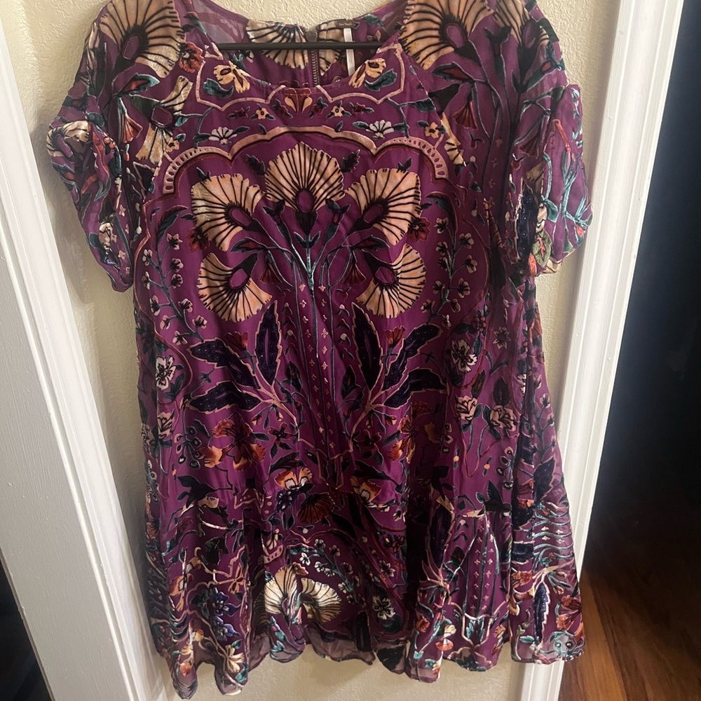 Free People Vibrant Purple Floral Women's Mini Dress
